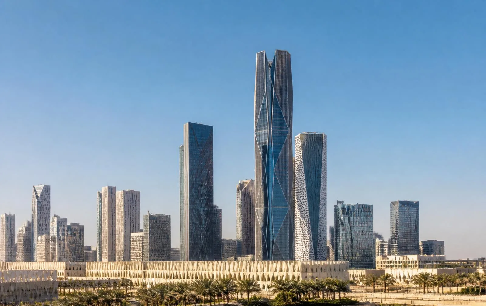Riyadh skyline with modern financial district towers